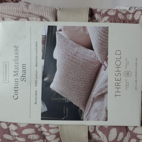 🎉$3 WITH PURCHASE🎉Threshold STD Boho Reversible Matelasse Swirl Quilted  Sham - Picture 10 of 16